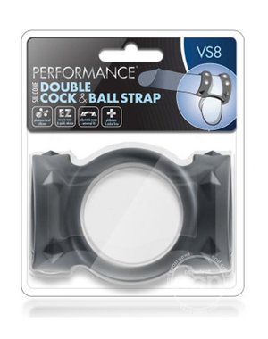 BLUSH NOVELTIES PERFORMANCE VS8 SILICONE DOUBLE COCK & BALL STRAP