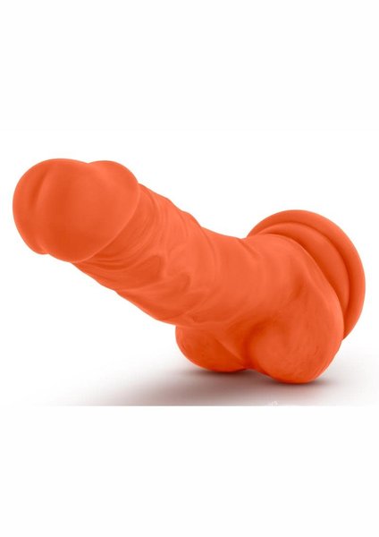 BLUSH NOVELTIES NEO ELITE SILICONE DILDO WITH BALLS 7.5" ORANGE