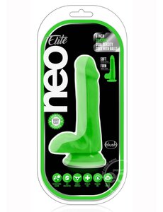 BLUSH NOVELTIES NEO ELITE DUAL DENSITY COCK W/BALLS 6" GREEN