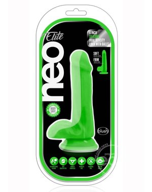 BLUSH NOVELTIES NEO ELITE DUAL DENSITY COCK W/BALLS 6" GREEN