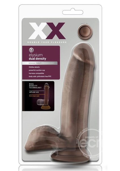 BLUSH NOVELTIES XX Elysium Dildo With Balls 7in - Chocolate