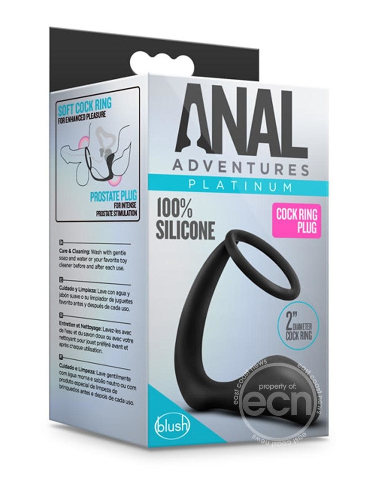 BLUSH NOVELTIES ANAL ADVENTURES PLATINUM SILICONE COCK RING AND BUTT PLUG