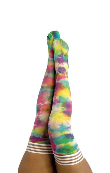 KIX'IES KIXIES GILLY MULTI COLORED TIE DYE THIGH HIGHS