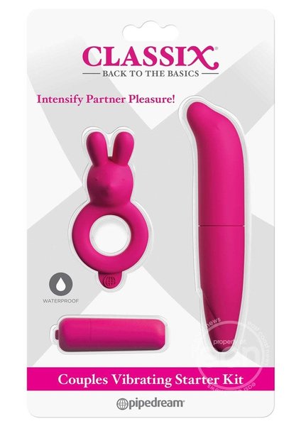 PIPEDREAM PRODUCTS CLASSIX COUPLES VIBRATING STARTER KIT PINK