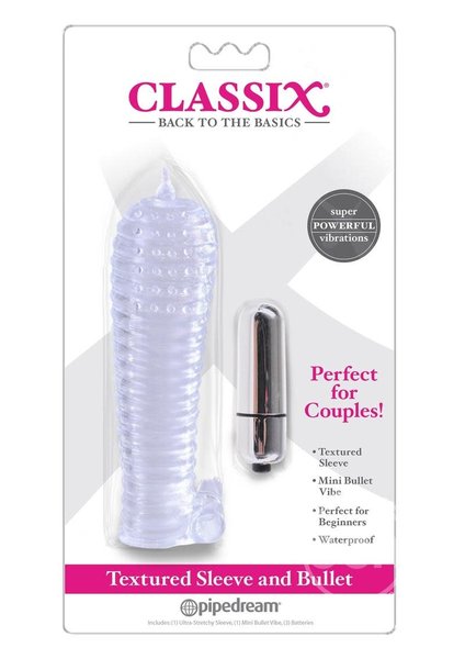 PIPEDREAM PRODUCTS CLASSIX TEXTURED SLEEVE & BULLETCLEAR