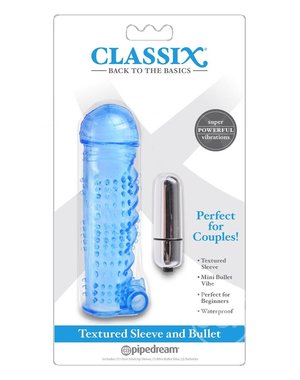 PIPEDREAM PRODUCTS Classix Textured Sleeve & Bullet Vibrator Waterproof Blue