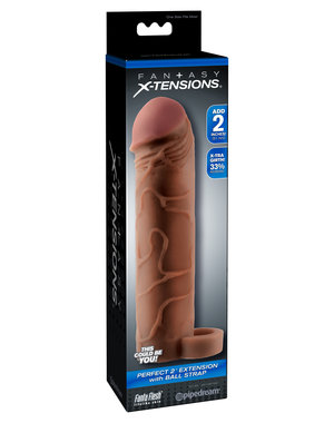 PIPEDREAM PRODUCTS FX PERFECT 2" XTENSION WITH BALLSTRAP BROWN