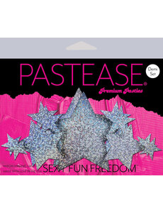 PASTEASE.COM PASTEASE DEMI SILVER GLITTER STAR BREAST COVERS
