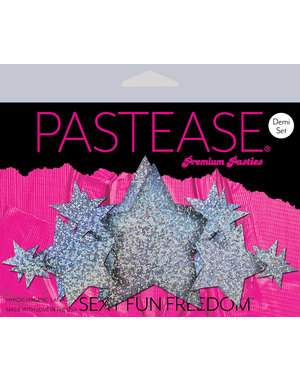 PASTEASE.COM PASTEASE DEMI SILVER GLITTER STAR BREAST COVERS
