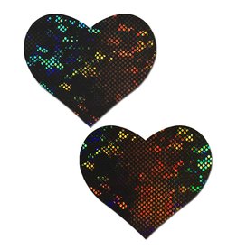 PASTEASE.COM PASTEASE LOVE SHATTERED GLASS DISCO BALL BLACK HEART PASTIES