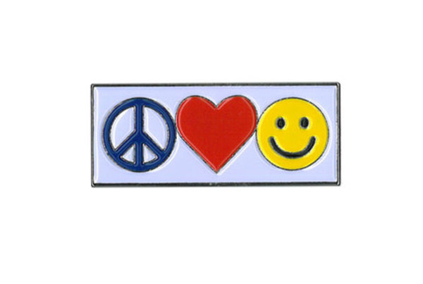 YUJEAN PEACE, LOVE, HAPPY ENAMEL PIN