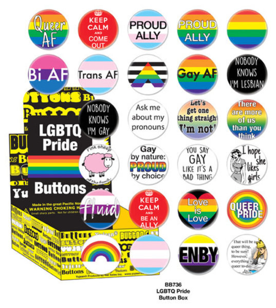 YUJEAN LGBTQ PRIDE BUTTONS ASSORTED (SINGLE)