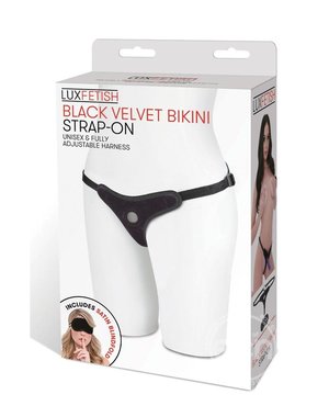 LUX FETISH LUX FETISH VELVET BIKINI STRAP ON BLACK