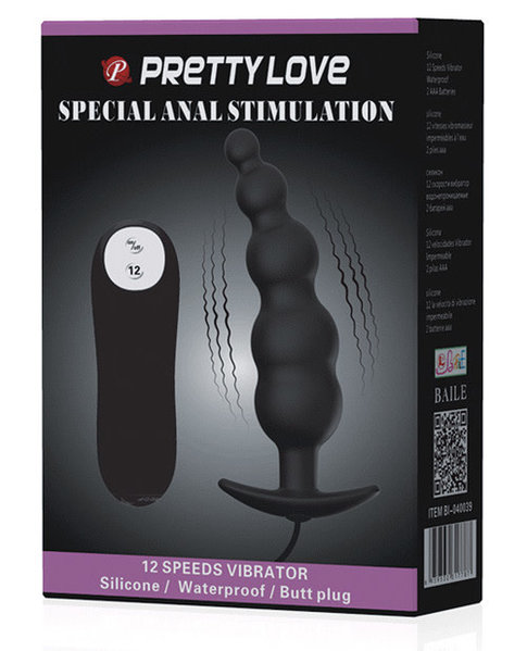 BAILE PRETTY LOVE VIBRATING BEAD SHAPED BUTT PLUG