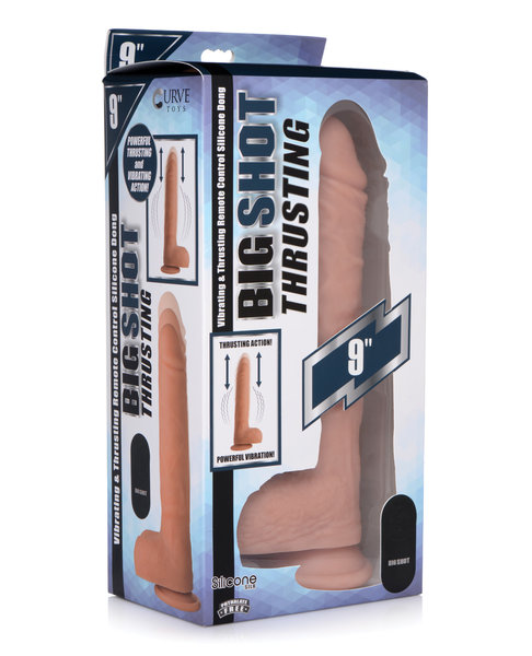 CURVE BIG SHOT SILICONE VIBRATING & THRUSTING W/ REMOTE 9"