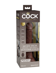 PIPEDREAM PRODUCTS KING COCK ELITE 7" SILICONE DUAL DENSITY VIBRATING, BROWN