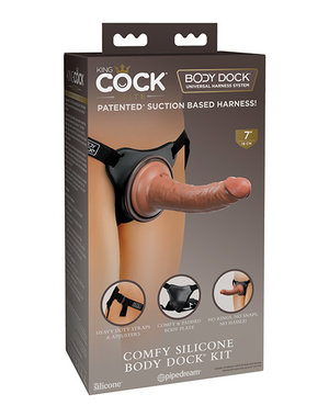 PIPEDREAM PRODUCTS KING COCK ELITE BEGINNERS SILICONE BODY DOCK KIT 7"  TAN