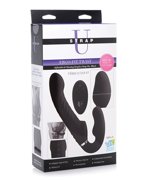 STRAP U STRAP-U 10X SWIRL ERGO-FIT INFLATABLE VIBRATING STAPLESS STRAP ON