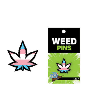 WOOD ROCKET WEED TRANS PRIDE LEAF ENAMEL PIN