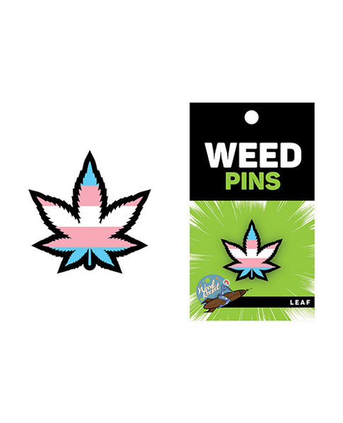 WOOD ROCKET WEED TRANS PRIDE LEAF ENAMEL PIN