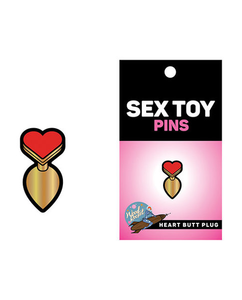 WOOD ROCKET HEART BUTT PLUG ENAMEL PIN