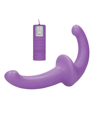 OUCH! OUCH! VIBRATING SILICONE STRAPLESS STRAP ON W/ CONTROLLER, PURPLE