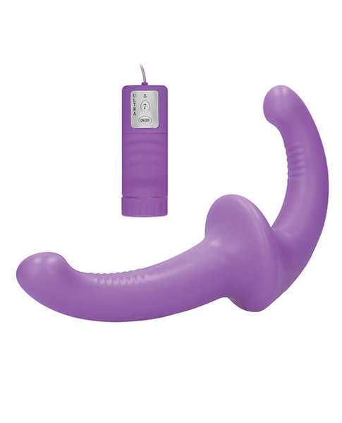 OUCH! OUCH! VIBRATING SILICONE STRAPLESS STRAP ON W/ CONTROLLER, PURPLE