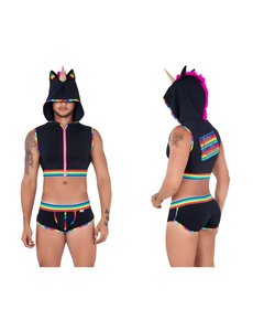 CANDYMAN 99520 UNICORN HOODIE AND TRUNK SET BLACK/RAINBOW