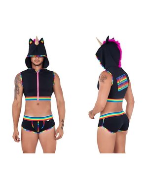 CANDYMAN 99520 UNICORN HOODIE AND TRUNK SET BLACK/RAINBOW