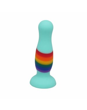 IMMENSE PLEASURE PRODUCTS BUTT PLUG WITH SUCTION CUP RAINBOW & LIGHT BLUE