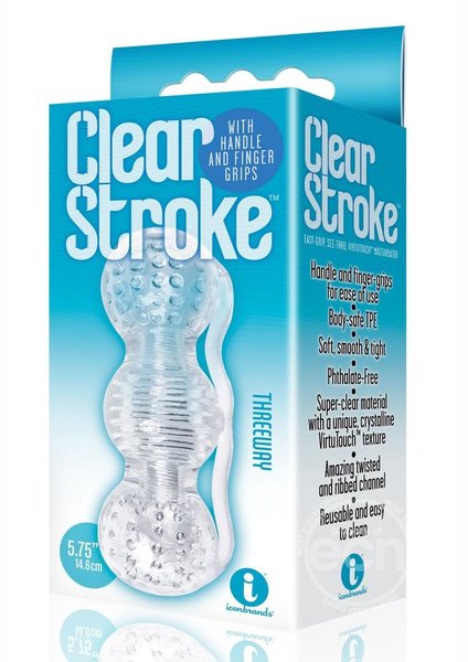 ICON BRANDS THE 9 CLEAR STROKE THREEWAY MASTURBATOR
