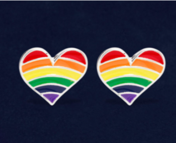 RAINBOW RAINBOW HEART EARRINGS PAIR