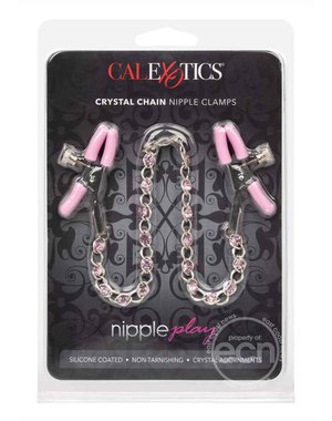 CalExotics NIPPLE PLAY CRYSTAL CHAIN CLAMPS PINK