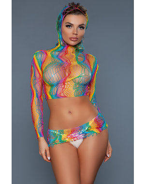 BEWICKED BEWICKED LATE AT NIGHT BODYSTOCKING RAINBOW