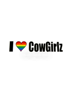 RAINBOW I (HEART) COWGIRLZ STICKER