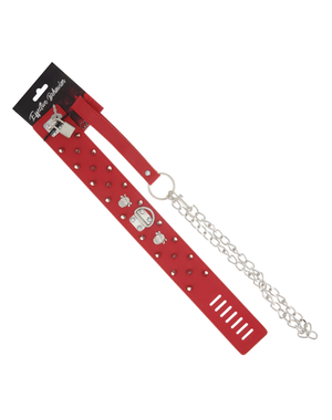 53X RED PVC COLLAR  WITH SPIKE RIVETS, LOCK & LEASH