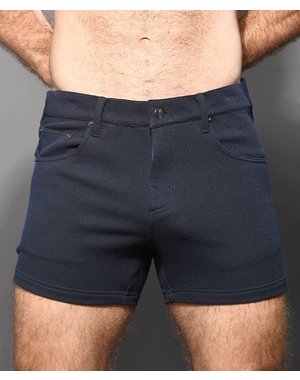 ANDREW CHRISTIAN AC SKINNY STRETCH JEAN SHORTS NAVY