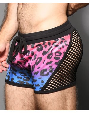 ANDREW CHRISTIAN AC PRIDE LEOPARD MESH SHORTS SMALL