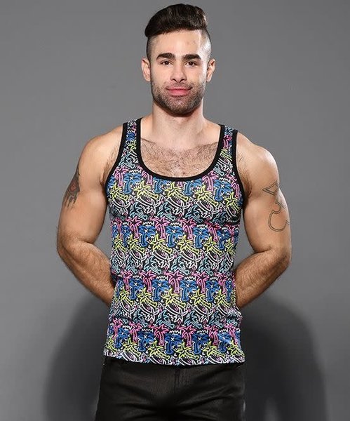 ANDREW CHRISTIAN AC NEON PALM MESH TANK