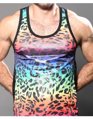 ANDREW CHRISTIAN AC PRIDE LEOPARD MESH TANK