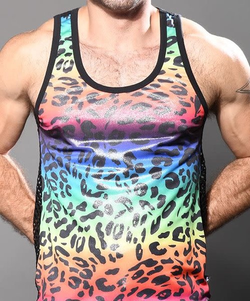 ANDREW CHRISTIAN AC PRIDE LEOPARD MESH TANK
