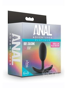 BLUSH NOVELTIES ANAL ADVENTURE SILICONE VIBRA SLIM PLUG MD BLK