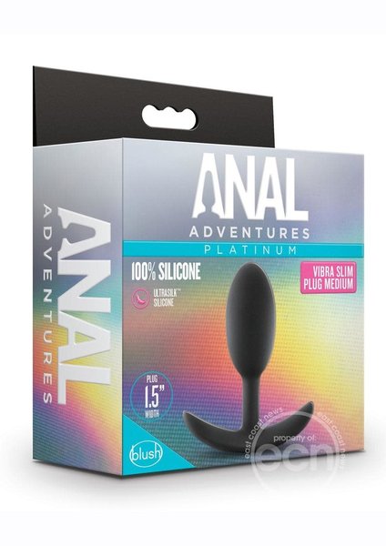 BLUSH NOVELTIES ANAL ADVENTURE SILICONE VIBRA SLIM PLUG MD BLK