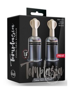 BLUSH NOVELTIES TEMPTASIA CLIT & NIPPLE LARGE TWIST SUCKERS SET CLEAR