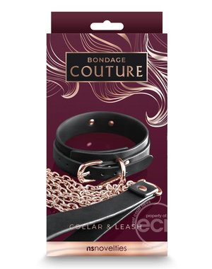 NS Novelties BONDAGE COUTURE COLLAR AND LEASH BLACK