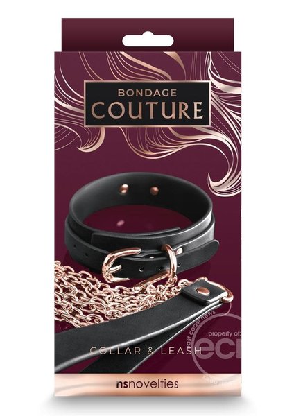 NS Novelties BONDAGE COUTURE COLLAR AND LEASH BLACK