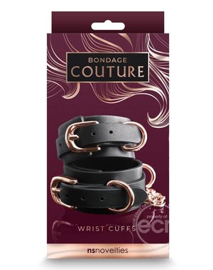 NS Novelties BONDAGE COUTURE WRIST CUFFS BLACK