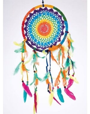 PUKA CREATIONS RAINBOW CROCHET DREAM CATCHER 8"