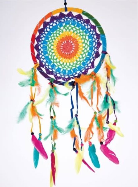 PUKA CREATIONS RAINBOW CROCHET DREAM CATCHER 8"