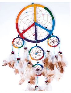 PUKA CREATIONS RAINBOW DREAM CATCHER PEACE SIGN